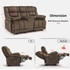 image:imageMCombo Zero Gravity Power Recliner Sofa with Drop Down Table Heat and Vibration Massage 3 Seater Dual Reclining Couch with USB Ports Cup Holders for Living Room Fabric RS6236 GreyDark Brown