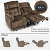 image:imageMCombo Zero Gravity Power Recliner Sofa with Drop Down Table Heat and Vibration Massage 3 Seater Dual Reclining Couch with USB Ports Cup Holders for Living Room Fabric RS6236 GreyDark Brown