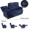 image:imageMCombo Zero Gravity Power Recliner Sofa with Drop Down Table Heat and Vibration Massage 3 Seater Dual Reclining Couch with USB Ports Cup Holders for Living Room Fabric RS6236 GreyNavy Blue