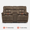 image:imageMCombo Zero Gravity Power Recliner Sofa with Drop Down Table Heat and Vibration Massage 3 Seater Dual Reclining Couch with USB Ports Cup Holders for Living Room Fabric RS6236 GreyDark Brown