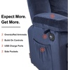 image:imageMCombo Zero Gravity Power Recliner Sofa with Drop Down Table Heat and Vibration Massage 3 Seater Dual Reclining Couch with USB Ports Cup Holders for Living Room Fabric RS6236 GreyNavy Blue