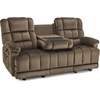 image:imageMCombo Zero Gravity Power Recliner Sofa with Drop Down Table Heat and Vibration Massage 3 Seater Dual Reclining Couch with USB Ports Cup Holders for Living Room Fabric RS6236 GreyDark Brown