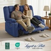 image:imageMCombo Zero Gravity Power Reclining Sofa with Heat and Vibration Massage 3 Seater Reclining Couch with USB Ports Cup Holders for Living Room Fabric PR648SET Dark BrownNavy Blue