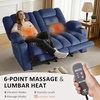 image:imageMCombo Zero Gravity Power Reclining Sofa with Heat and Vibration Massage 3 Seater Reclining Couch with USB Ports Cup Holders for Living Room Fabric PR648SET Dark BrownNavy Blue