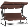 image:imageMCombo 3 Seat Patio Swing Chair Outdoor Swing with Adjustable Canopy Weather Resistant Steel Frame Porch Swing Sets for Backyard Poolside Balcony 4090 BurgundyBrown
