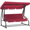 image:imageMCombo 3 Seat Patio Swing Chair Outdoor Swing with Adjustable Canopy Weather Resistant Steel Frame Porch Swing Sets for Backyard Poolside Balcony 4090 BurgundyBurgundy