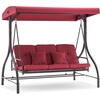 image:imageMCombo 3Seat Outdoor Patio Swing Chair 2in1 Convertible Porch Swing Glider Chair with Removable Cushions Adjustable Canopy amp Pillows for Backyard Deck Garden 4068 BrownBurgundy