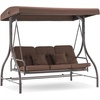 image:imageMCombo 3Seat Outdoor Patio Swing Chair 2in1 Convertible Porch Swing Glider Chair with Removable Cushions Adjustable Canopy amp Pillows for Backyard Deck Garden 4068 BrownBrown