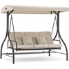 image:imageMCombo 3Seat Outdoor Patio Swing Chair 2in1 Convertible Porch Swing Glider Chair with Removable Cushions Adjustable Canopy amp Pillows for Backyard Deck Garden 4068 BrownBeige