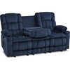image:imageMCombo 807 W 3 Seater Power Reclining Sofa with Heat and Vibration Massage Zero Gravity Recliner Sofa Couch for Living Room Fabric 6316M3 Brown 3SeaterNavy Blue