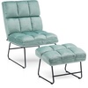 image:imageMCombo Accent Chair with Ottoman Set Modern Armless Chair for Living Room Bedroom Small Space 4013 HeatStamped Fabric Dark BrownLight Green