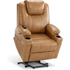 image:imageMCombo Extra Wide Power Lift Recliner Chair for Elderly Lift Chair with Heat and Massage for Big People USBampType C Ports Cup Holders Faux Leather R7045 Grey MediumWideTawny