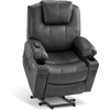 image:imageMCombo Extra Wide Power Lift Recliner Chair for Elderly Lift Chair with Heat and Massage for Big People USBampType C Ports Cup Holders Faux Leather R7045 Grey MediumWideGrey