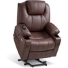 image:imageMCombo Extra Wide Power Lift Recliner Chair for Elderly Lift Chair with Heat and Massage for Big People USBampType C Ports Cup Holders Faux Leather R7045 Grey MediumWideLight Brown