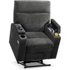 image:imageMCombo Lay Flat Dual Motor Power Lift Recliner Chair with Massage amp Dual Heating Arm Storage Extended Footrest USB AC Ports amp Cup Holders Infinite Position for Elderly Fabric LC002 NavyGrey