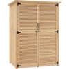 image:imageMCombo Outdoor Storage Cabinet Wooden Storage Shed with Latch Outside Garden Tool Shed with 2 Doors for Patio Yard Lawn 0808 Natural MediumNatural