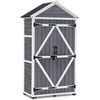 image:imageMCombo Outdoor Storage Cabinet with 2 Shelves Outside Storage Shed with Floor Wooden Garden Tool Shed with Latch for Yard Deck Lawn 1000Gray