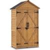 image:imageMCombo Outdoor Storage Cabinet with 2 Shelves Outside Storage Shed with Floor Wooden Garden Tool Shed with Latch for Yard Deck Lawn 1000Natural