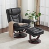 image:imageMCombo Oversized Swivel Recliner Chair with Ottoman Adjustable Backrest 360 Wood Base High Seat Faux Leather Lounge Chair for Tall Users in Living Room Office 4651 BrownDark Grey
