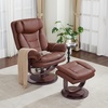 image:imageMCombo Oversized Swivel Recliner Chair with Ottoman Adjustable Backrest 360 Wood Base High Seat Faux Leather Lounge Chair for Tall Users in Living Room Office 4651 BrownBrown