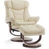 image:imageMCombo Oversized Swivel Recliner Chair with Ottoman Adjustable Backrest 360 Wood Base High Seat Faux Leather Lounge Chair for Tall Users in Living Room Office 4651 BrownCream White