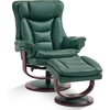 image:imageMCombo Oversized Swivel Recliner Chair with Ottoman Adjustable Backrest 360 Wood Base High Seat Faux Leather Lounge Chair for Tall Users in Living Room Office 4651 BrownGreen