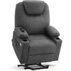image:imageMCombo Power Lift Recliner Chair for Elderly Lift Chair with Heat and Massage FSC Certified USBampType C Ports Cup Holders Fabric 7040 MediumBrownGrey