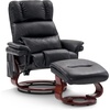 image:imageMCombo Swivel Recliners with Ottoman Reclining TV Chairs with Vibration Massage Faux Leather Ergonomic Lounge Chair for Living Room Bedroom 4832 SaddleBlack