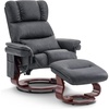 image:imageMCombo Swivel Recliners with Ottoman Reclining TV Chairs with Vibration Massage Faux Leather Ergonomic Lounge Chair for Living Room Bedroom 4832 SaddleDark Grey