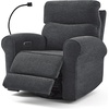 image:imageMCombo Triple Motor Power Swivel Rocker Recliner Chair for Living Room amp Nursery Rocks in Every Position Adjustable Power Headrest Extended Footrest Dual USB Ports PetFriendly Fabric PR638Dark Grey