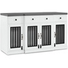 image:imageMCombo Wooden Dog Crate Furniture with 4 Drawers and 4 Lockable Doors Pet Kennel TV Stand for MediumLarge Dogs 1872 White and GreyWhite and Grey