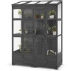 image:imageMCombo Wooden Greenhouse Walkin Outdoor Greenhouse with Openable Roof and Lockable Door 0899 Dark GreyDark Grey