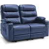 image:imageMCombo Zero Gravity Power Loveseat Recliner with Console Heat and Vibration Massage Reclining Loveseat Sofa with USB Ports Cup Holders for Living Room Faux Leather PR622Sets Navy BlueNavy Blue
