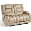 image:imageMCombo Zero Gravity Power Reclining Sofa with Heat and Vibration Massage 3 Seater Reclining Couch with USB Ports Cup Holders for Living Room Fabric PR648SET Dark BrownBeige