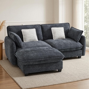 image:imageMCombo 152 Oversized Cloud Sectional Couch Sectional Sofa with FSC Certified U Shaped Couch with Ottoman for Living Room Chenille S0701 BeigeBlack