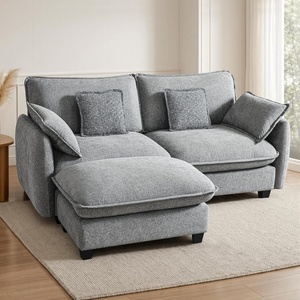 image:imageMCombo 152 Oversized Cloud Sectional Couch Sectional Sofa with FSC Certified U Shaped Couch with Ottoman for Living Room Chenille S0701 BeigeGrey
