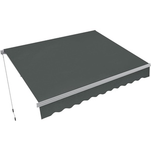 image:imageMCombo 2YearNonFading 8 x 7ft Retractable Patio Awning Fully Assembled Manual Sunshade with Aluminum Frame 100 Acrylic Fabric Outdoor Window Awning for Deck Balcony Yard Beige 8 x 7ftDark Grey