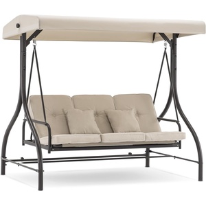 image:imageMCombo 3Seat Outdoor Patio Swing Chair 2in1 Convertible Porch Swing Glider Chair with Removable Cushions Adjustable Canopy amp Pillows for Backyard Deck Garden 4068 BrownBeige