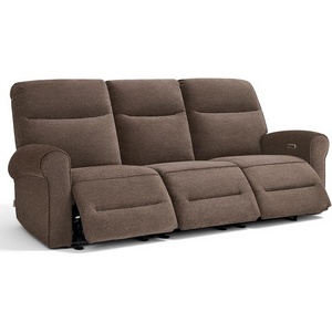 image:imageMCombo 646 Wall Hugger Power Loveseat Recliner Sofa with USB Ports Reclining Loveseat for Small Spaces Living Room RV Fabric PR635M1 Navy BlueDark Brown