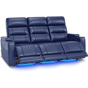 image:imageMCombo 767 3 Seats Zero Gravity Power Loveseat Sofa for Adults Home Theater Seating with Power Headrest FSC Certified USB amp Type C Ports Armrest Storage amp LED Light HTS564 GreyNavy Blue