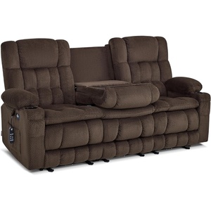 image:imageMCombo 807 W 3 Seater Power Reclining Sofa with Heat and Vibration Massage Zero Gravity Recliner Sofa Couch for Living Room Fabric 6316M3 Brown 3SeaterBrown