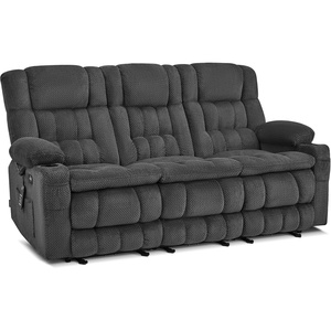 image:imageMCombo 807 W 3 Seater Power Reclining Sofa with Heat and Vibration Massage Zero Gravity Recliner Sofa Couch for Living Room Fabric 6316M3 Burgundy 3SeaterDark Grey