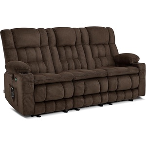 image:imageMCombo 807 W 3 Seater Power Reclining Sofa with Heat and Vibration Massage Zero Gravity Recliner Sofa Couch for Living Room Fabric 6316M3 Burgundy 3SeaterBrown