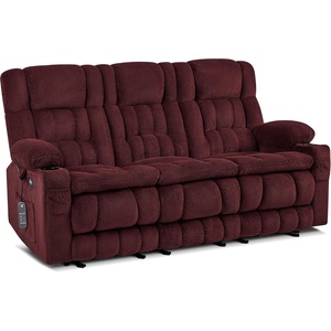 image:imageMCombo 807 W 3 Seater Power Reclining Sofa with Heat and Vibration Massage Zero Gravity Recliner Sofa Couch for Living Room Fabric 6316M3 Burgundy 3SeaterBurgundy
