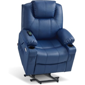 image:imageMCombo Extra Wide Power Lift Recliner Chair for Elderly Lift Chair with Heat and Massage for Big People USBampType C Ports Cup Holders Faux Leather R7045 Grey MediumWideBlue