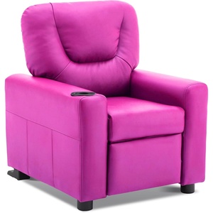 image:imageMCombo Kids Recliner Chair with Cup Holders for Boys and Girls RoomArmrest Sofa Couch with Cup Holder for ToddlersFaux Leather 7240 PinkPink