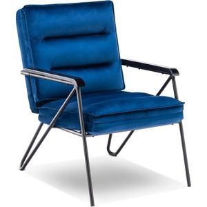 image:imageMCombo Modern Accent Chair Velvet Club Chair Upholstered Armchair for Small Space Living Room amp Office Reception Fabric 4747 4750 Chair BrownBlue