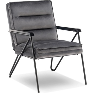 image:imageMCombo Modern Accent Chair Velvet Club Chair Upholstered Armchair for Small Space Living Room amp Office Reception Fabric 4747 4750 Chair BrownDark Grey
