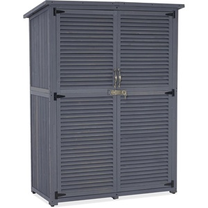image:imageMCombo Outdoor Storage Cabinet Wooden Storage Shed with Latch Outside Garden Tool Shed with 2 Doors for Patio Yard Lawn 0808 Natural MediumGray