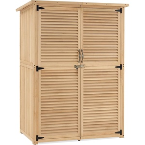 image:imageMCombo Outdoor Storage Cabinet Wooden Storage Shed with Latch Outside Garden Tool Shed with 2 Doors for Patio Yard Lawn 0808 Natural MediumNatural